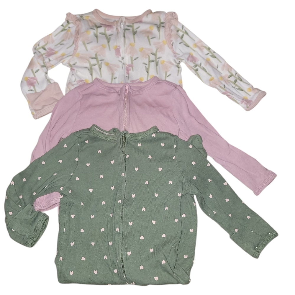Cloud Island Kids One Pieces Footies - Green, Pink, Floral